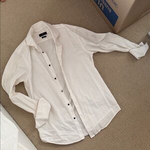 Zara White Casual Button Down Shirt